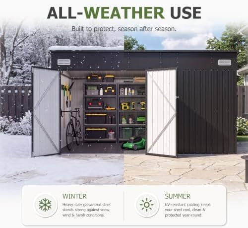 Aoxun 12'x7.5' Outdoor Storage Shed with 3 Lockable Doors & 14mm PP Floor