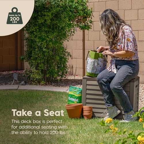 IRIS USA 35 Gallon Outdoor Deck Box, Lockable, Weather-Resistant, Brown