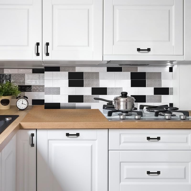Ravinte Cabinet Pulls 3 Inch Matte Black Kitchen Cabinet Handles 30 Pack | Drawer Pulls Kitchen Cabinet Hardware Black Cabinet Drawer Handles Arch Pull Solid Big Square Foot