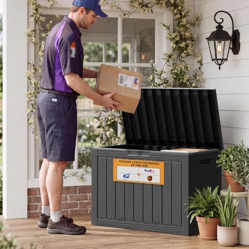 Package Delivery Box for Outside with Sign 50 Gallon (Black)