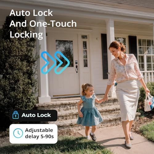 Miko i9 Keypad Door Lock with Handle Set – Fingerprint Keyless Entry Front Door Lock, Electronic Deadbolt with Lever Handle for Exterior Door, Auto-Lock, 100 Fingerprints and Codes (Matte Black)