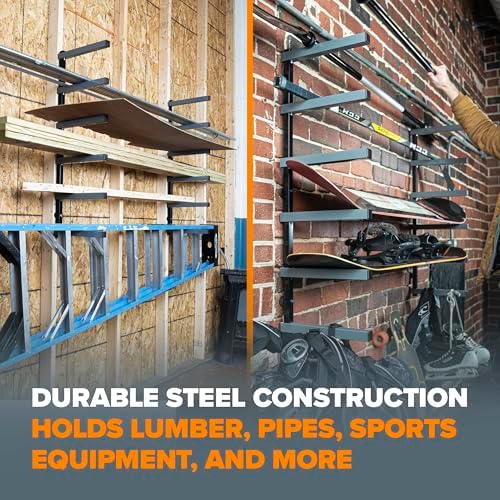 BORA Wood Rack, 6-Level Wall Mount Lumber Storage Rack for Wood Storage