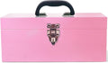 16" Pink Tool Box 18-Gauge Pink Tackle Box Portable Metal Toolbox Large Tool Box Drawer Organizer With Metal Latch and Handle