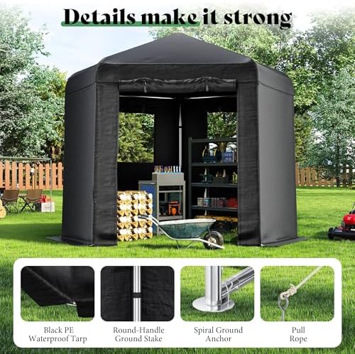 AMERLIFE 9.7x10.2x8.4 FT Pentagonal Storage Shed with PVC Windows