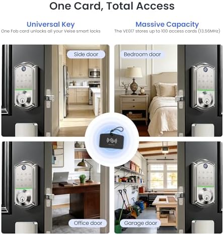 Veise VE017 Fingerprint Smart Door Lock with App Control, Satin Nickel