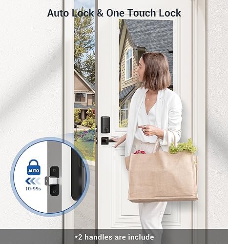 Veise KS02D Fingerprint Deadbolt Lock with Handle Set, Oil Rubbed Bronze