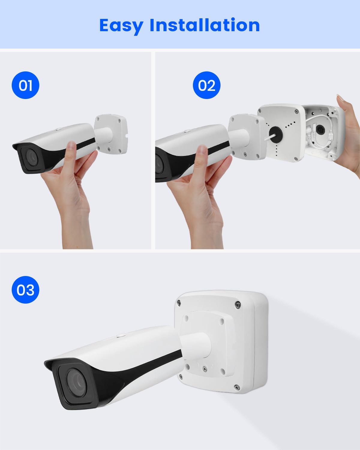 we-pfa122 aluminum junction box for bullet ip cameras, package contents