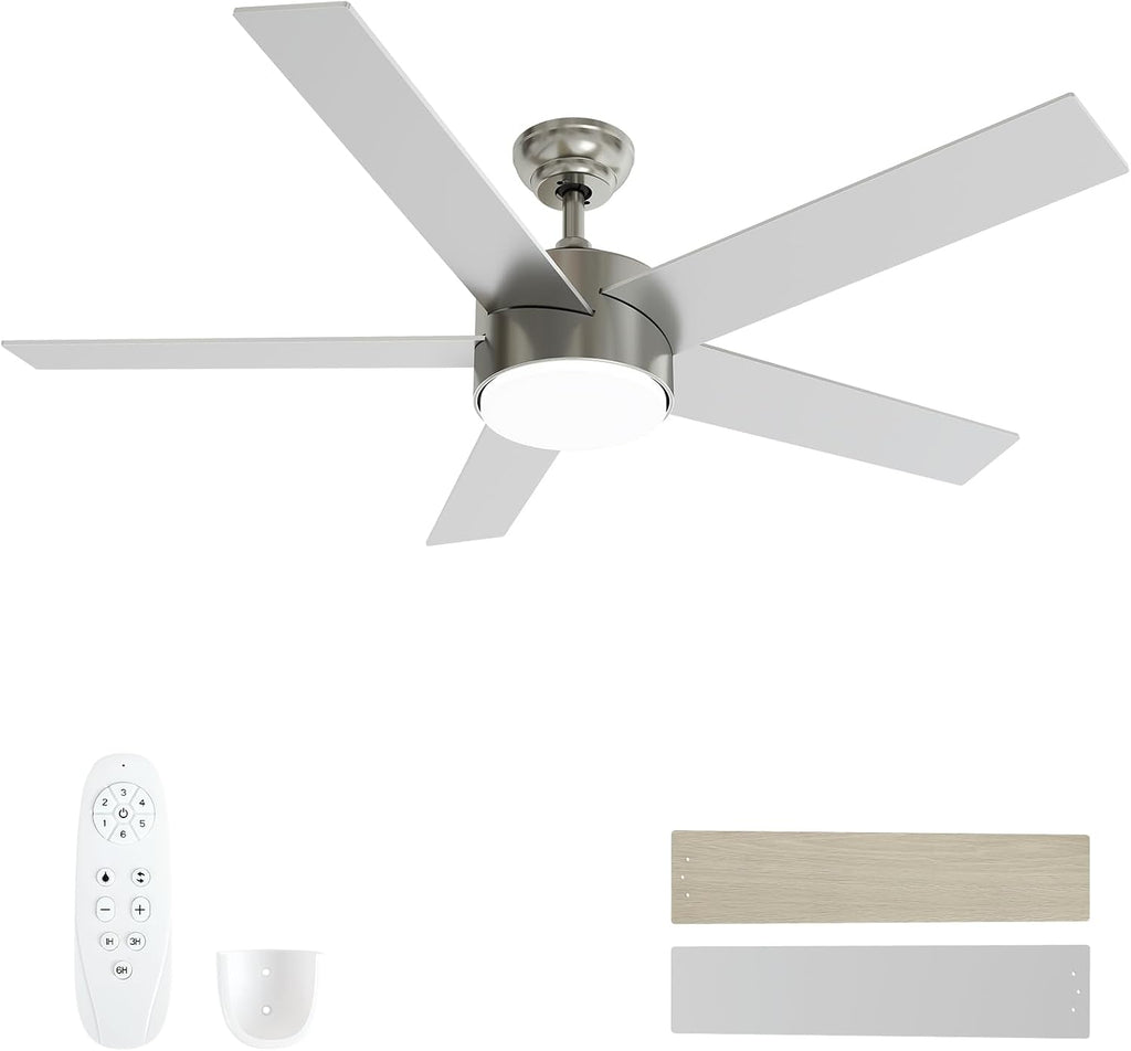 POCHFAN 52 Inch Brushed Nickel Ceiling Fans