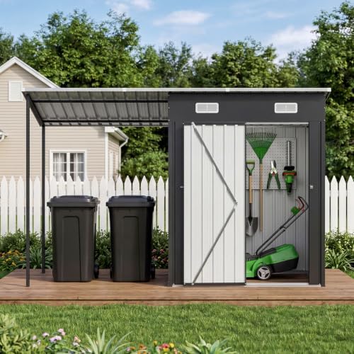 Aoxun 5x3FT Outdoor Storage Shed & Hardtop Canopy Gazebo Combo