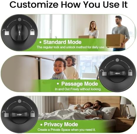 GHome Smart Fingerprint Door Lock, 3 in 1 Smart Fingerprint Door Knob with App Control & Key, Auto Lock, Biometric Thumbprint Door Locks for Bedroom, Garage, Home & Office