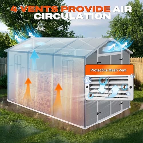 Quictent 8x10FT Resin Outdoor Storage Shed with Floor, 7.2X9.4FT Base