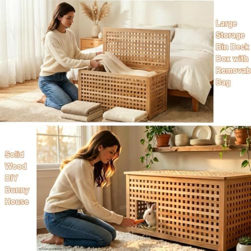 Solid Wood Entryway Bench with Storage, storage chest with Removable Bag