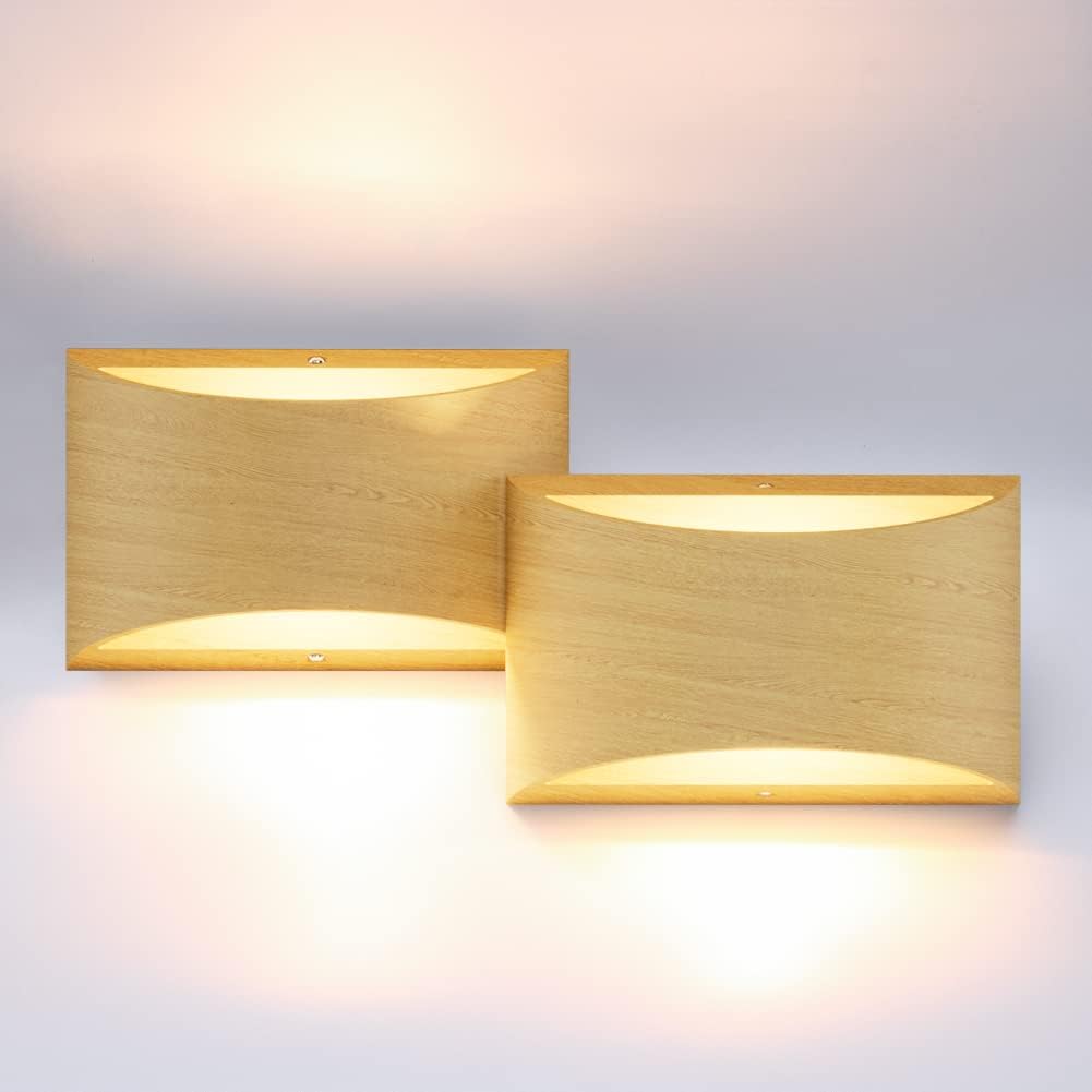 Aipsun Aluminum Modern LED Wall Sconce Hardwired Interior Wall Lights Set of 2