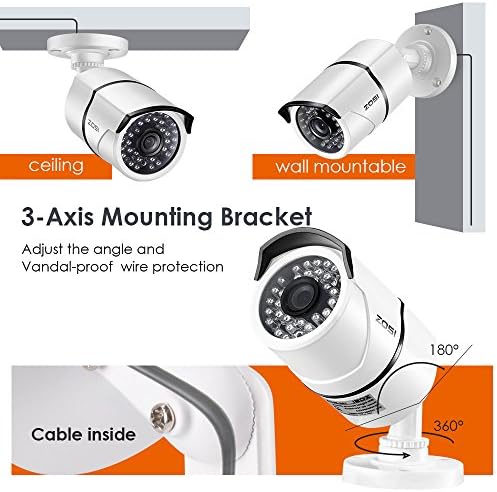 zosi 4 pack 1080p 2.0mp outdoor indoor 3.6mm, front angle view
