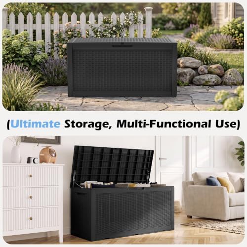 Outdoor Storage Box Waterproof, 110 Gallon Deck Box For Patio Storage