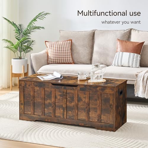 VANKILEY 47.2" Storage Chest Extra Large, Wooden Storage Bench,Rustic Brown