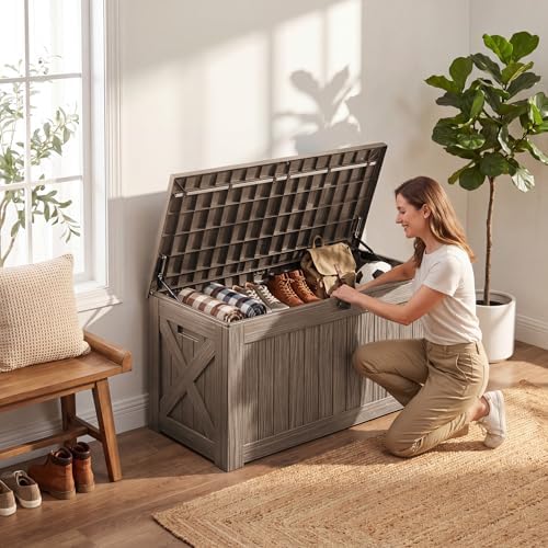 Flamaker Internal 120 Gallon Deck Box Waterproof, Large Outdoor Storage Box