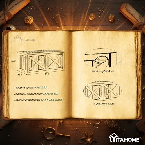 YITAHOME 150 Gallon Large Deck Box with X-Shaped Front
