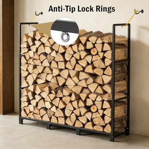 facka 4FT Firewood Rack Outdoor, Metal Wood Rack