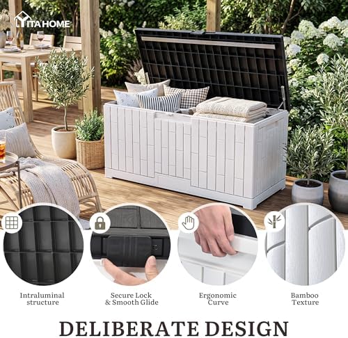 YITAHOME Large Deck Box 120 Gallon Resin Outdoor Storage Box