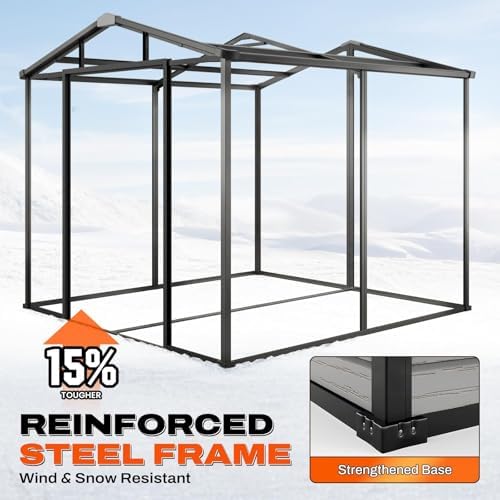 Quictent 8x8FT Resin Storage Shed with Floor, Plastic Shed (7.2X7.6FT Base)