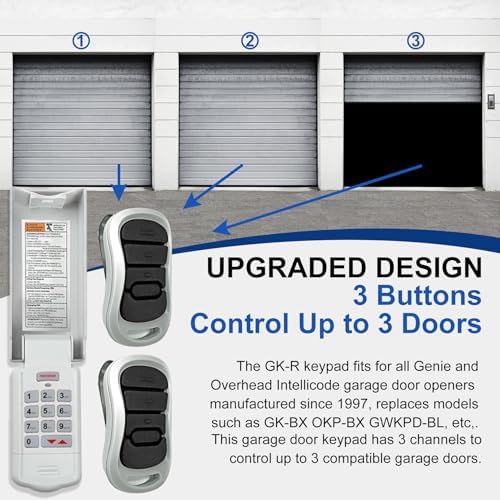 for Genie Garage Door Opener keypad & Remote Replacement, for All Genie/Overhead/Intellicode/DIP Switch Garage Door Openers, Wireless Keypad Keyless Entry, for Model GK-R/OKP-BX etc. Safe&SecureAccess