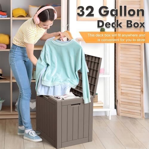 Outdoor Storage Box Waterproof, 32 Gallon Deck Box for Patio-2 Boxes