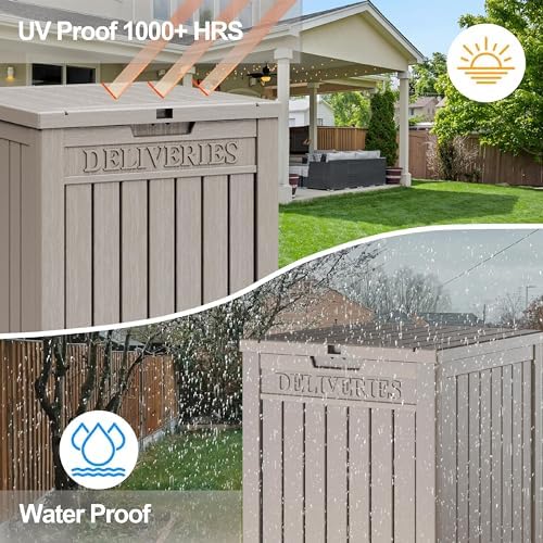 LHBGO Package Delivery Box for Outside, 48 Gallon Storage with Lockable Secure, Large Resin Outdoor Package Drop Container