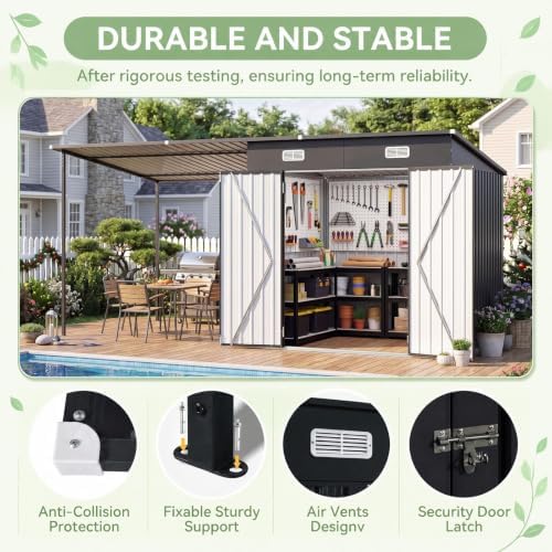 14x6FT Outdoor Lean to Shed & Hardtop Gazebo Combo