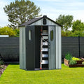 Domi 5x3FT Outdoor Resin Storage Shed with Transparent Windows & Louvered Vents, Plastic Tool Shed with Double Lockable Doors & Gable Roof, Outside Garden Shed for Backyard, Patio, Lawn, Grey