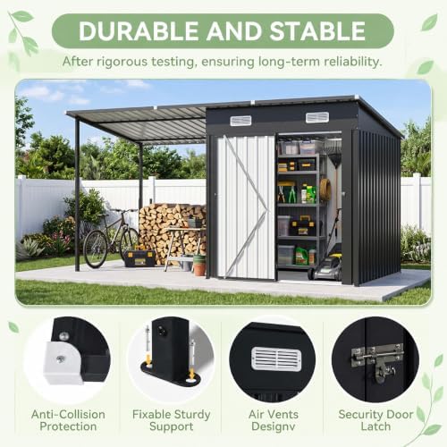 5x3FT Outdoor Storage Shed & Hardtop Gazebo Combo