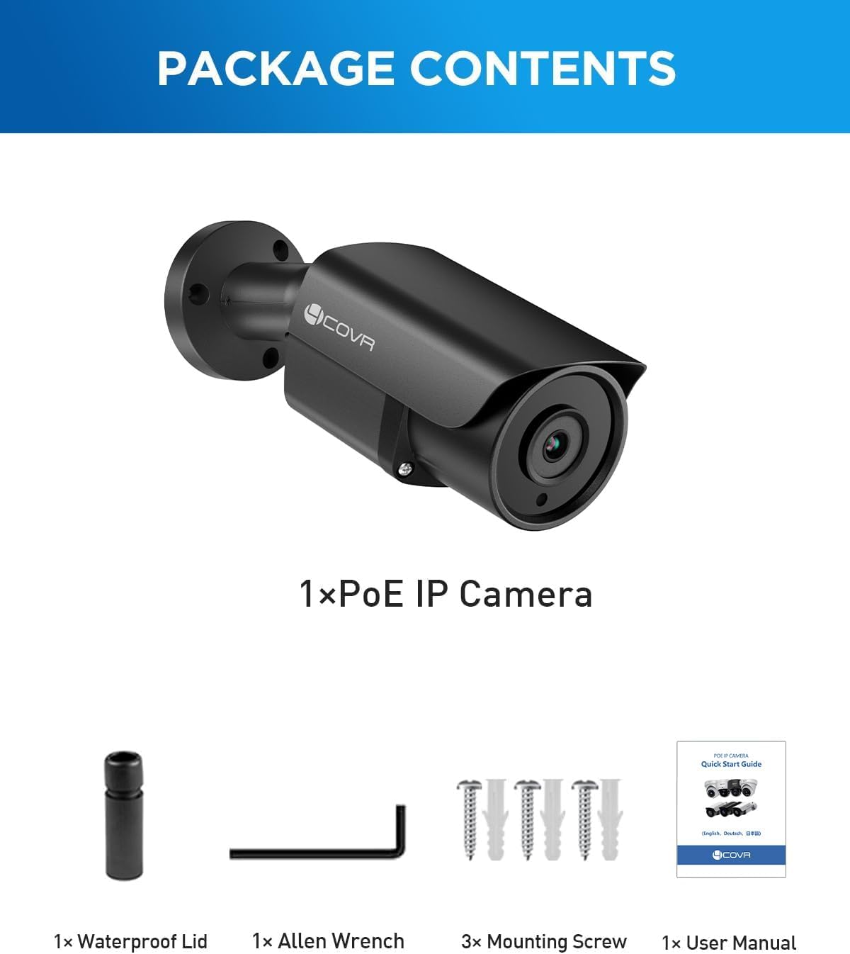 4covr 5-megapixel uhd poe security ip bullet camera on a desk or shelf
