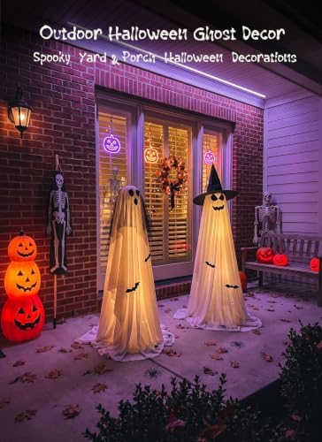 Minetom 2 Pack 5 FT Halloween Ghost Decorations Light Up Ghosts Outdoor
