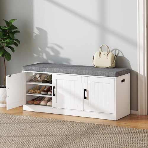 Turosur Shoe Storage Bench for Entryway with Padded Seat Black