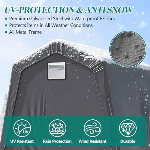 GARTOO 8' x 14' Outdoor Storage Shelter Shed, Gray
