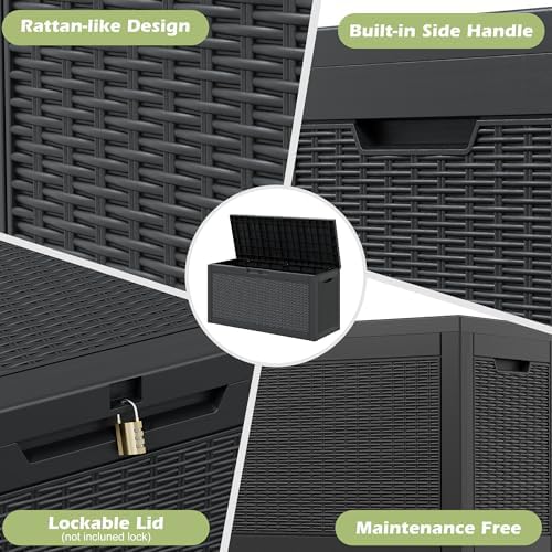 75 Gallon Outdoor Storage Box Waterproof Deck Box Patio Storage