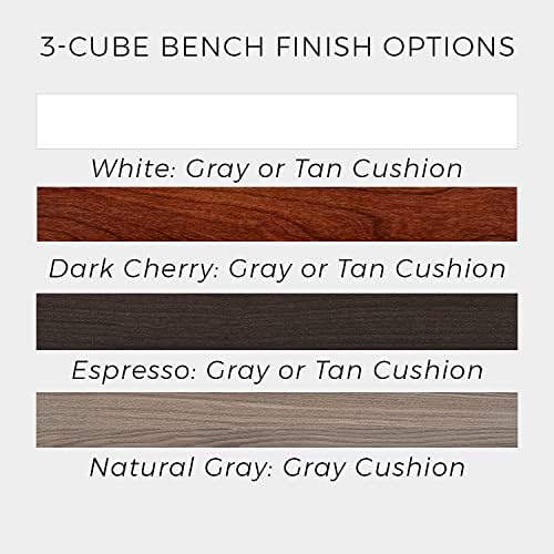 ClosetMaid 1632 Cubeicals 3-Cube Storage Bench, Espresso with Gray Cushion