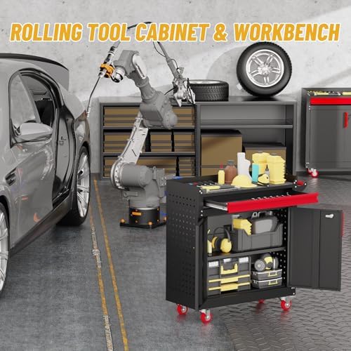 Eltean Rolling Garage Cabinets,Garage Storage Cabinet with Wheels