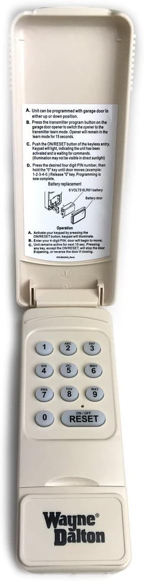 wayne dalton wireless keyless entry keypad kep4 (372 showing dimensions