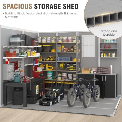 Amopatio 8x8 FT Storage Shed, Grey & White