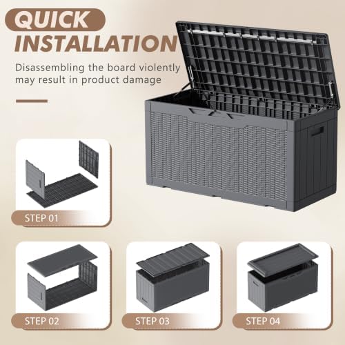 Devoko 100 Gallon Deck Box Waterproof Outdoor Storage Box with Cushion