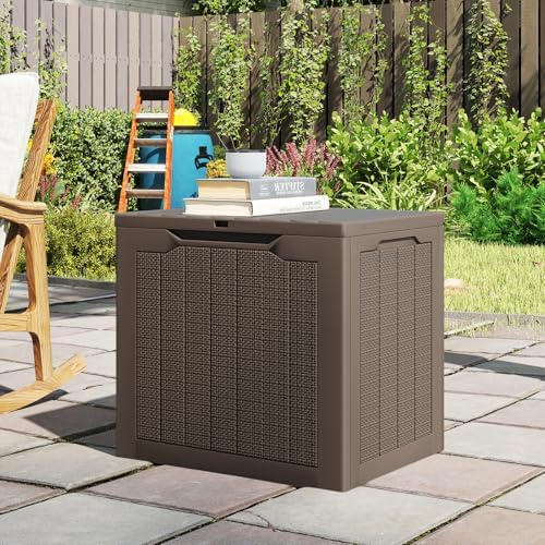 Tangkula 30 Gallon Outdoor Storage Box with Lockable Lid