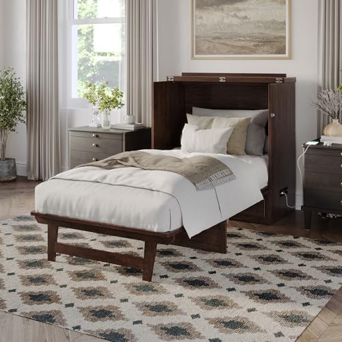 AFI, Northfield Murphy Bed Chest Twin XL with 6" Mattress, Burnt Amber