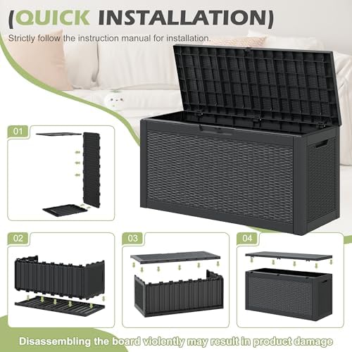 75 Gallon Outdoor Storage Box Waterproof Deck Box Patio Storage