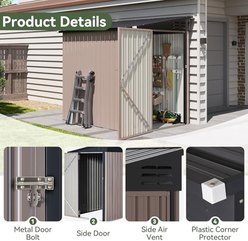 6'x4' Lean to Shed Galvanized Steel Storage Shed