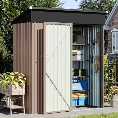 Aoxun 5'x2.9' Shed Outdoor Storage Shed Brown