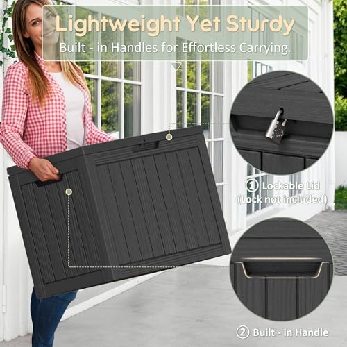 KAMABOKO 50 Gallon Outdoor Storage Box Waterproof Deck Box for Patio
