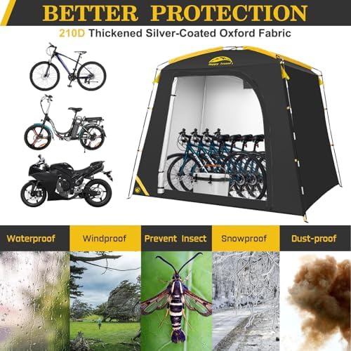 Happy Travel Bike Storage Shed Tent, Waterproof Portable Bicycle Cover Shed