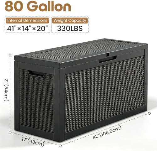Outdoor Storage Box Waterproof, 80 Gallon Deck Box for Patio Storage