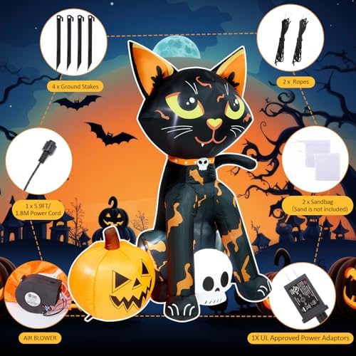 CAMULAND 5FT Halloween Decorations Outdoor, with Built-in LED Lights